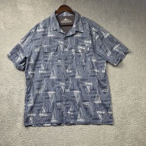 Croft & Barrow Quick Dry Shirt Mens XL Blue Sailboats Vented Lightweight Outdoor